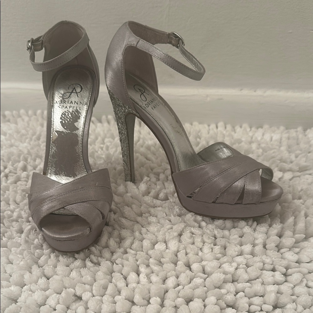 Adrianna Papell Shimmering Silver Heels